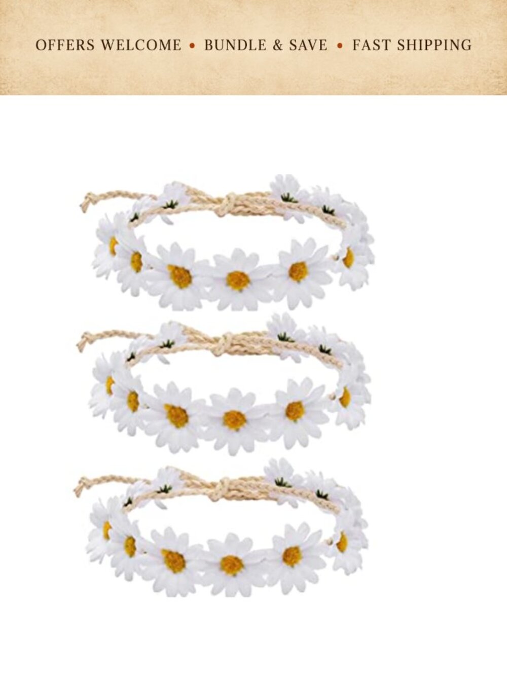 Daisy Flower Headband Sunflower Crown Floral Wreath Hair Accessory